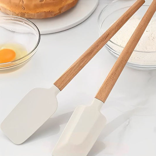 2 spatules en silicone manche bois