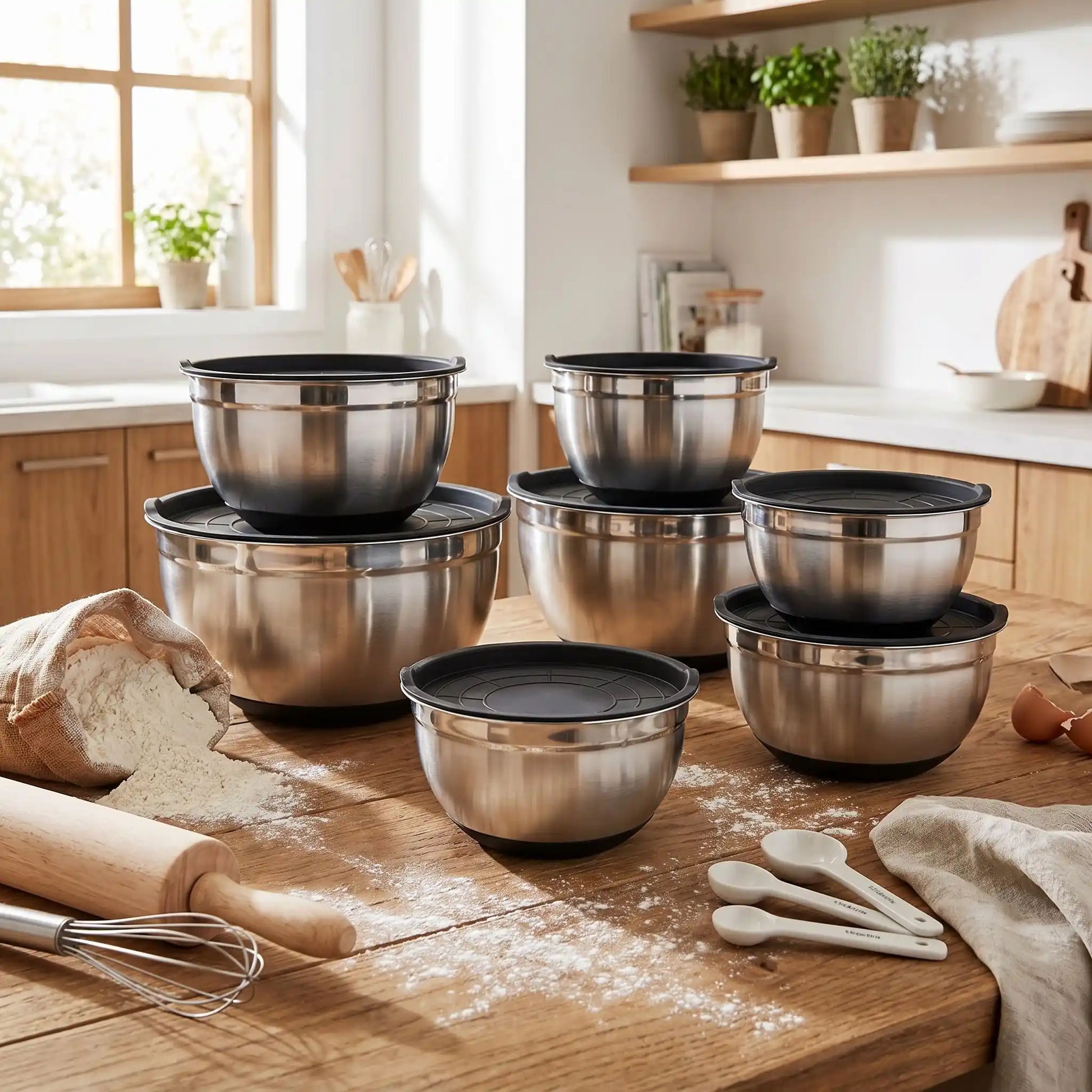 Culs de poule lot sur table en bois dans une cuisine