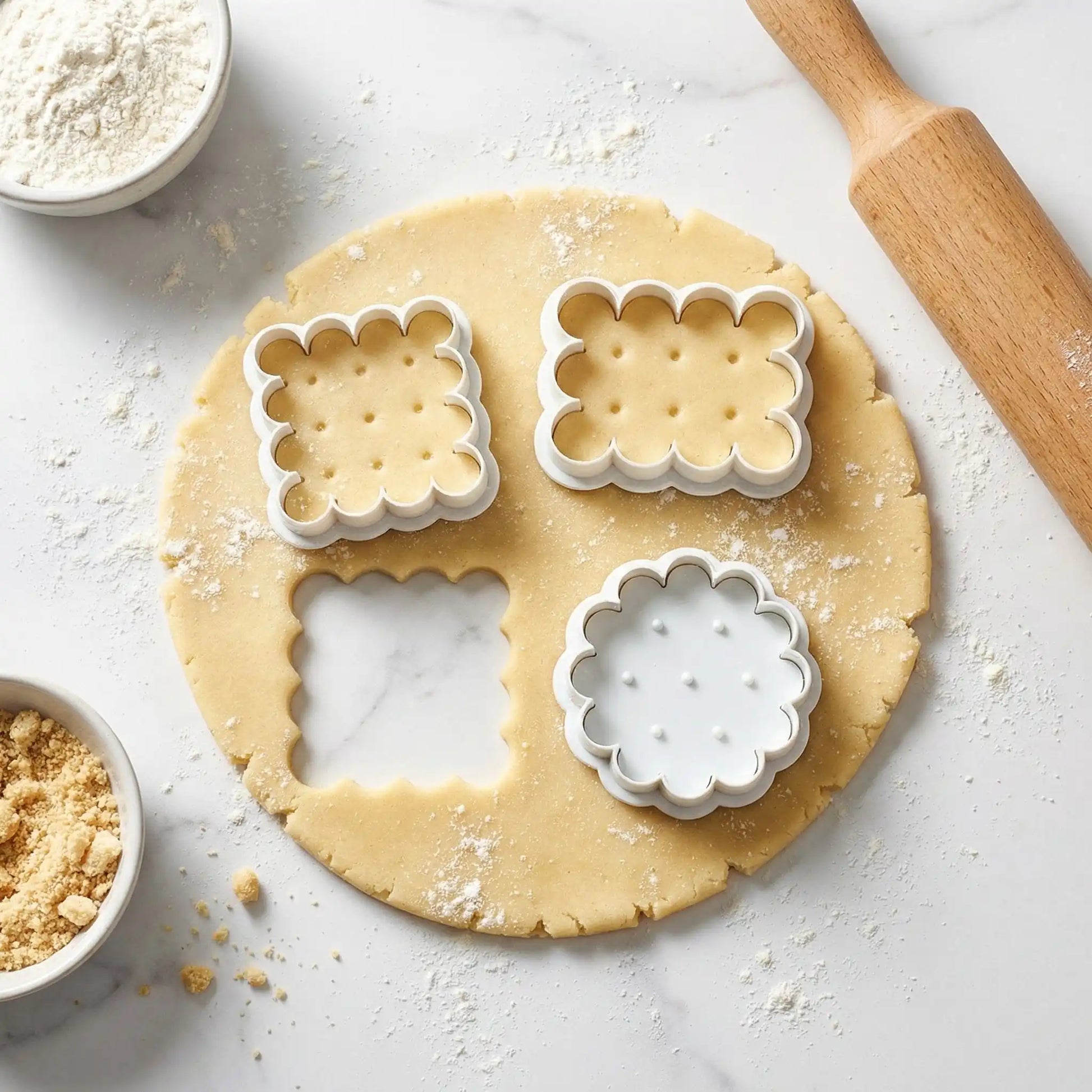 emporte piece 3 formes sur pate faisant des empreintes