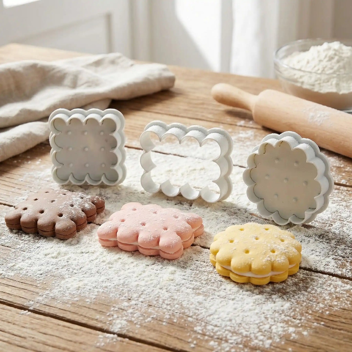 emporte pieces ptit beurre sur table farinee