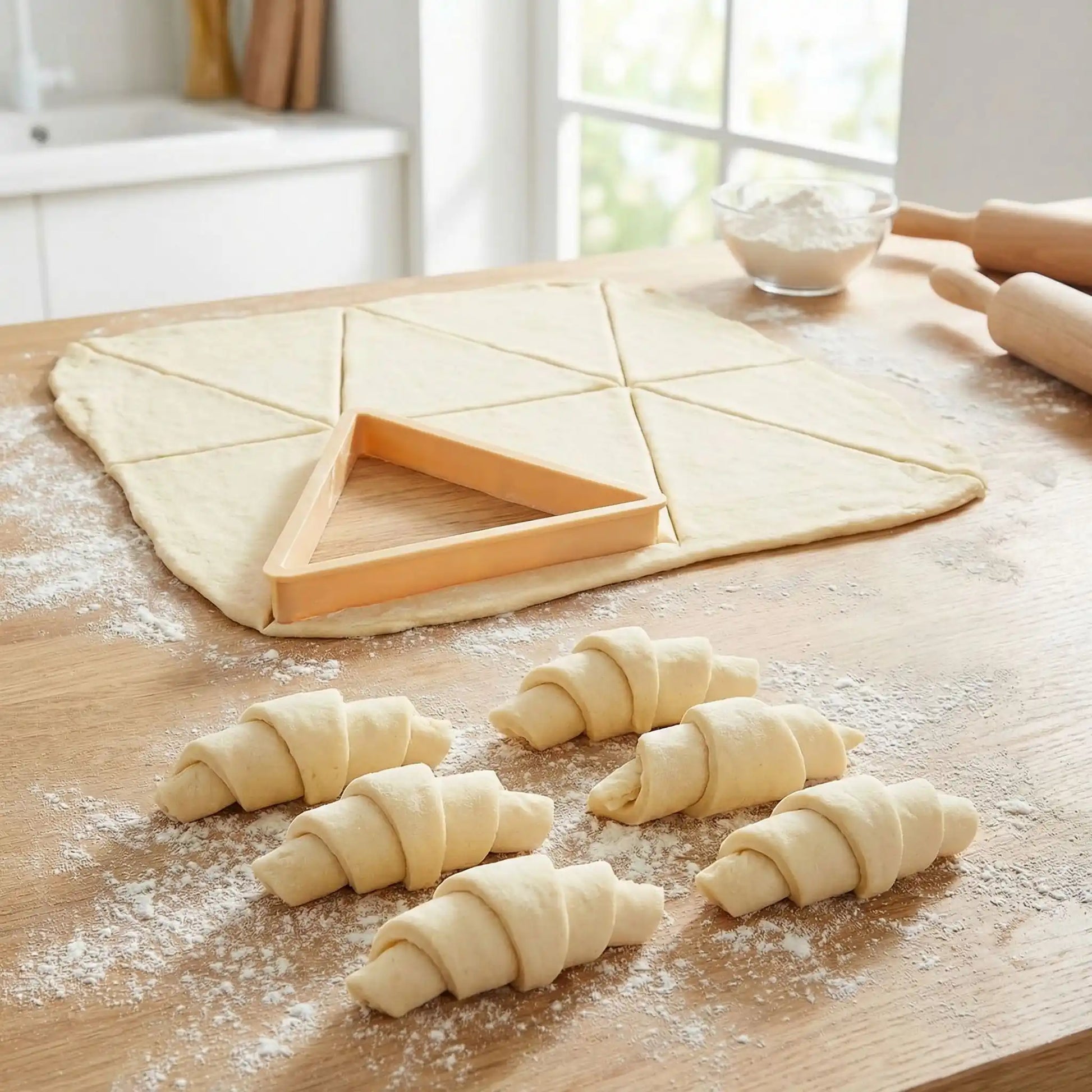 emporte pieces sur pate brise croissants