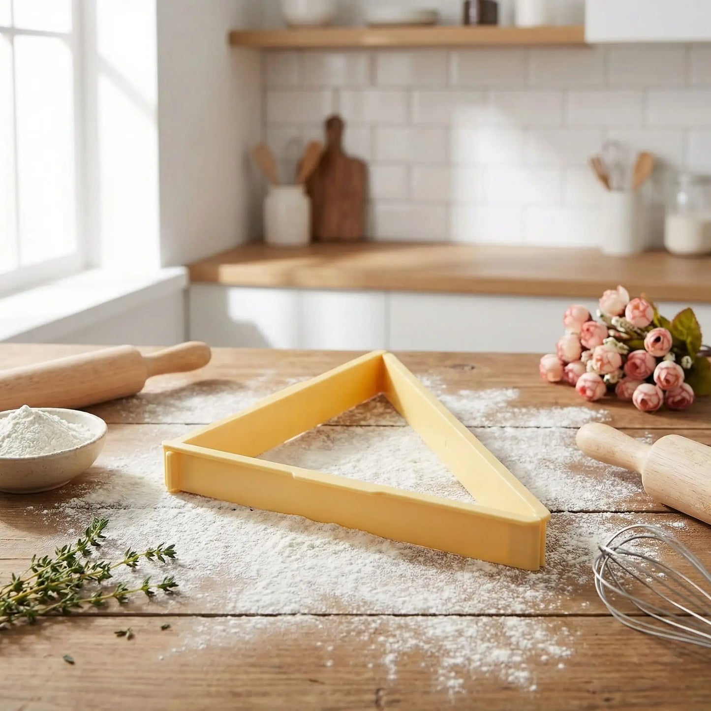 emporte pieces triangle pour croissant sur plan travail
