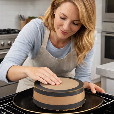 femme-qui-enleve-tapis-silicone-d-un-gateau-cuit
