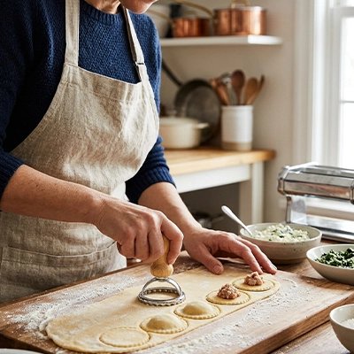 femme qui fait des bouchees avec emporte piece
