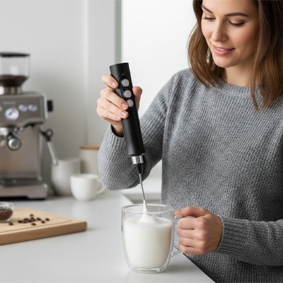 fouet mousseur dans une tasse