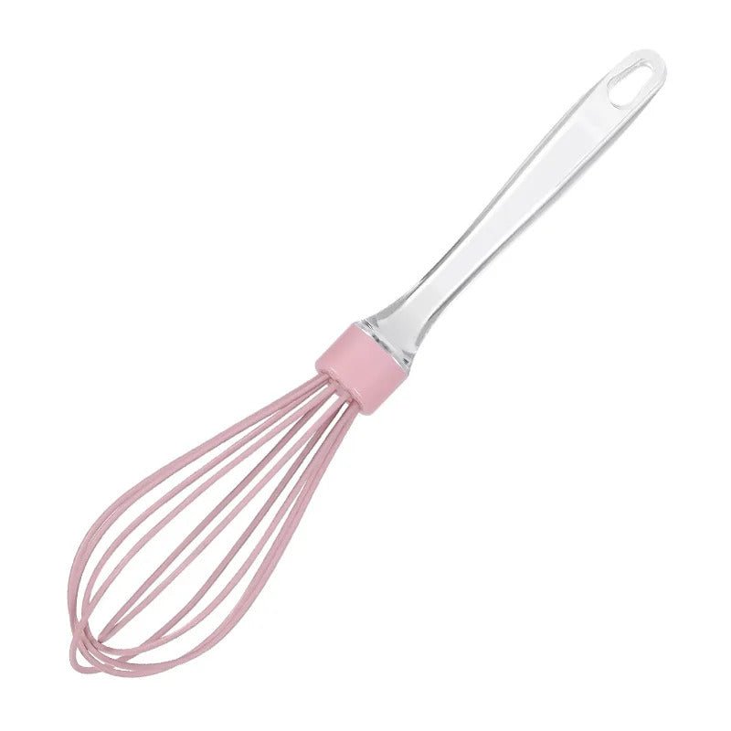 fouet patisserie manche transparent fouet silicone rose