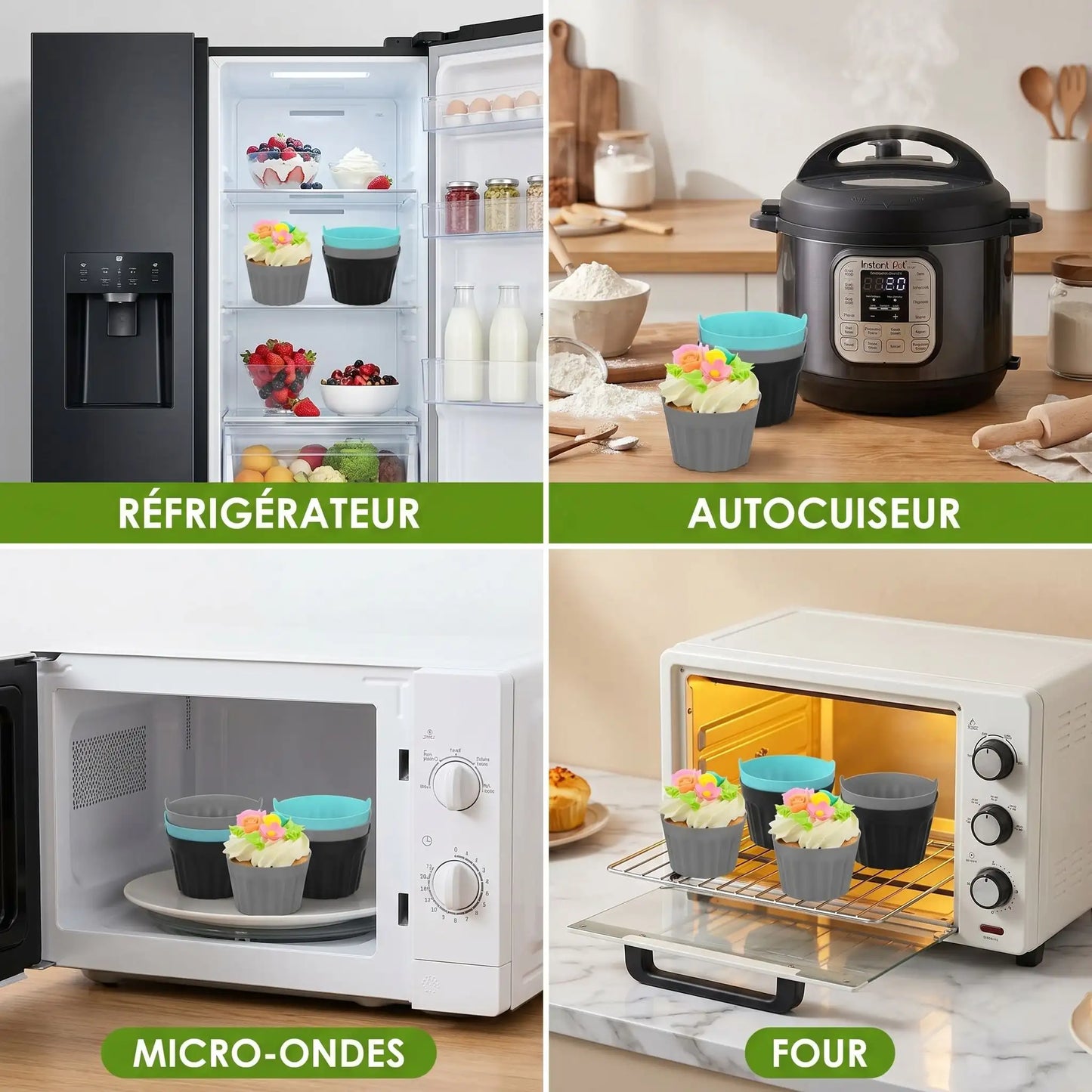MOULE EN SILICONE | ANTIADHESIF CUPCAKES LOT DE 3
