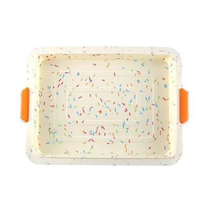 moule a gateau en silicone multicolor poignees orange