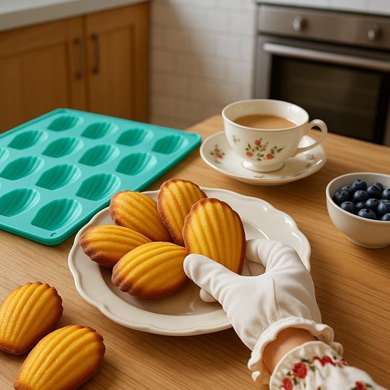 moule a madeleine main qui prend une madeleine