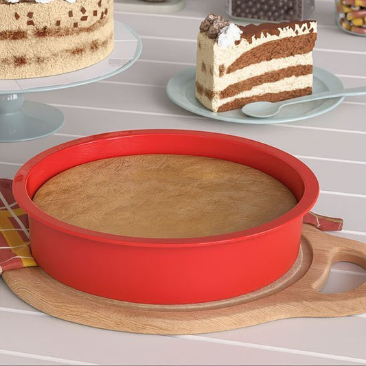 moule en silicone rond avec gateau cuit
