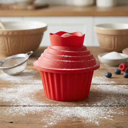 moule en silicone sur table farine