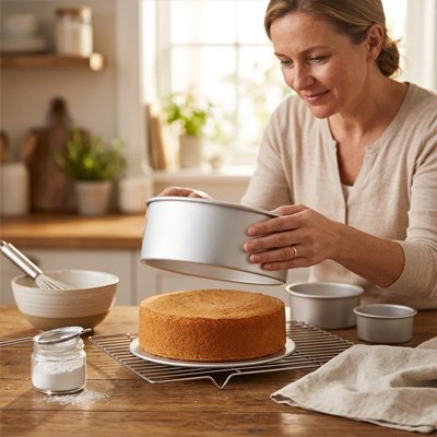 Moule gateau au demoulage sur table en bois