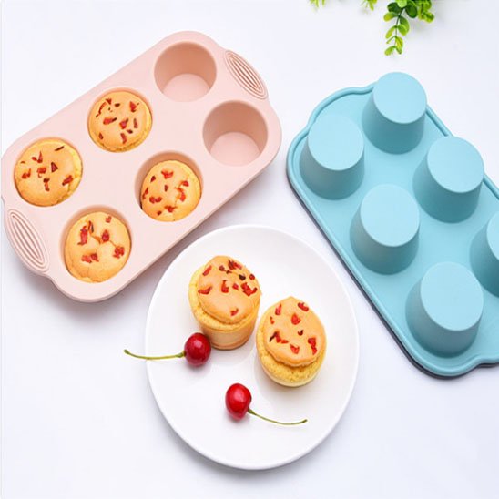 Moule gateau silicone rose et bleu vue de chaque coté 
