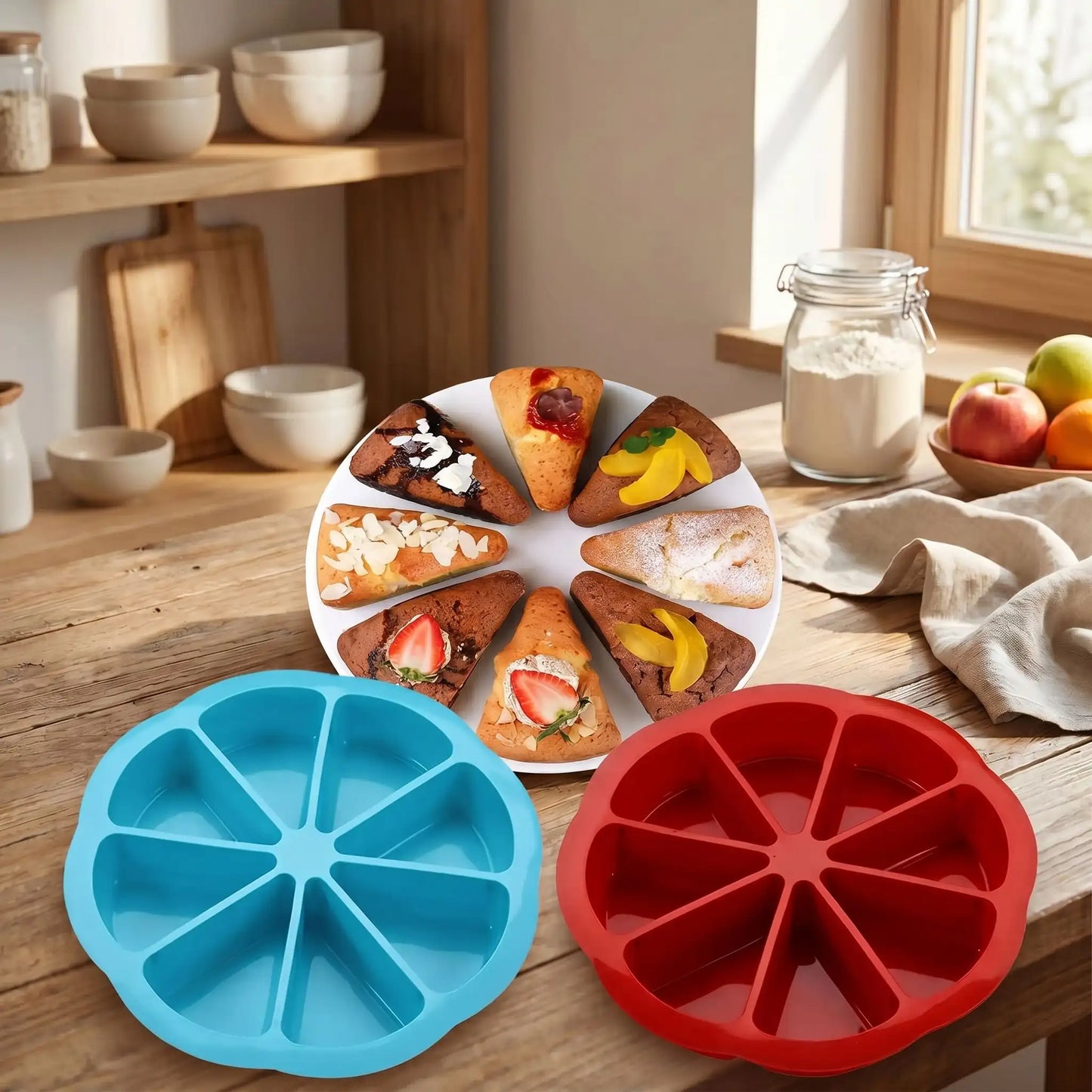 moule gateau silicone tranches 2 moules sur table en bois