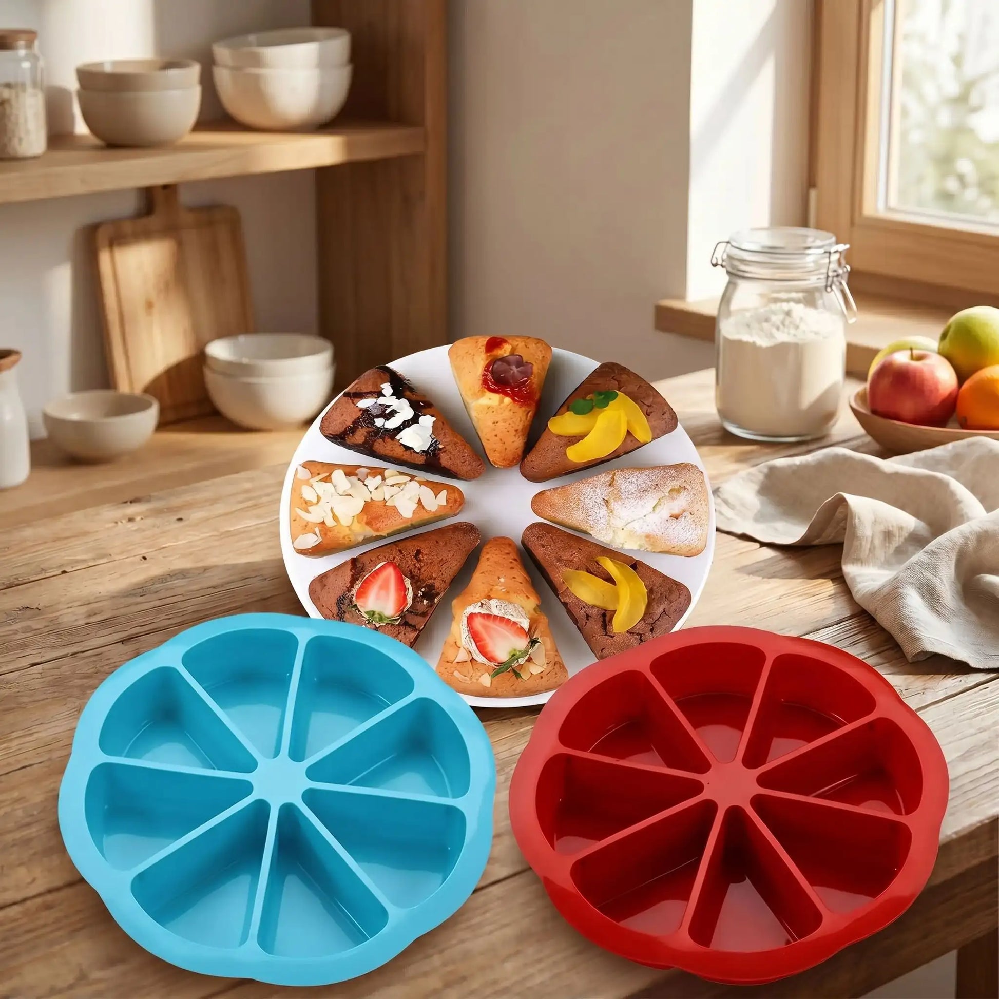 moule gateau silicone tranches 2 moules sur table en bois