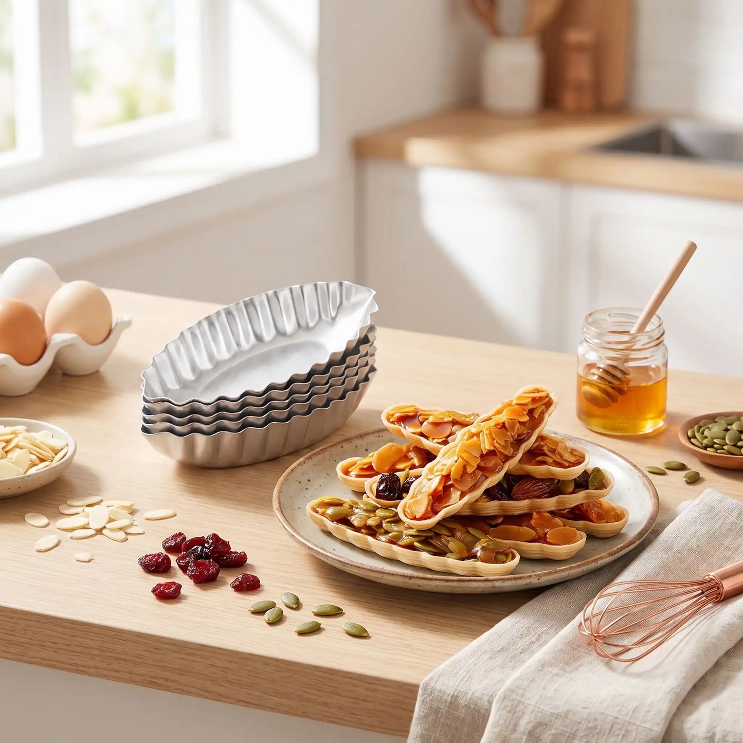 moule mini tartelette empilé assiette avec mini tartelette cuite