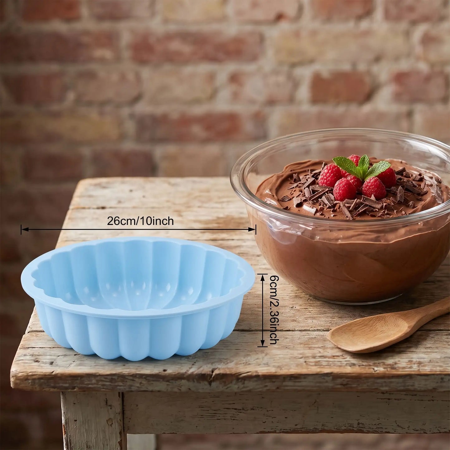 moule pour charlotte dimensions et mousse chocolat dans un saladier