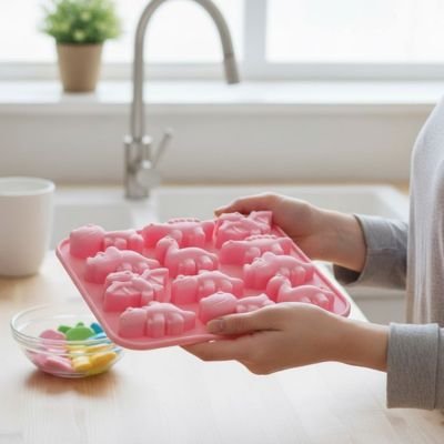 Moule silicone dinosaures rose