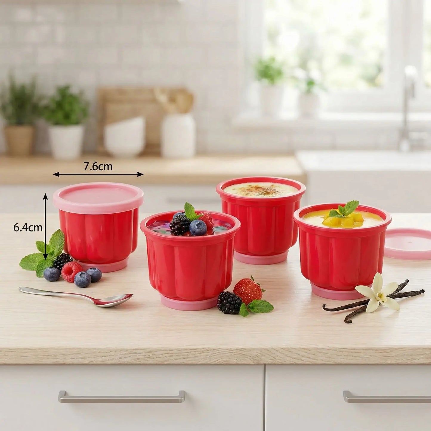 moule silicone flan rouge 4 pieces