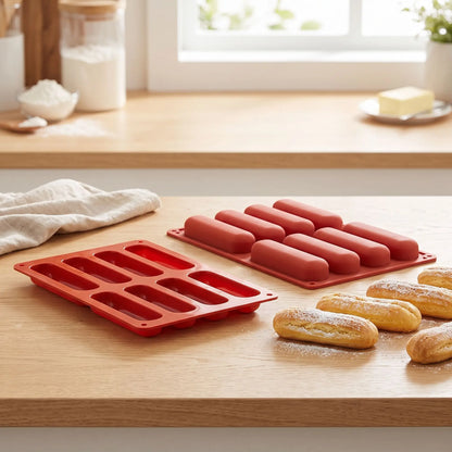 moule silicone pour eclair sur table bois moule recto et verso