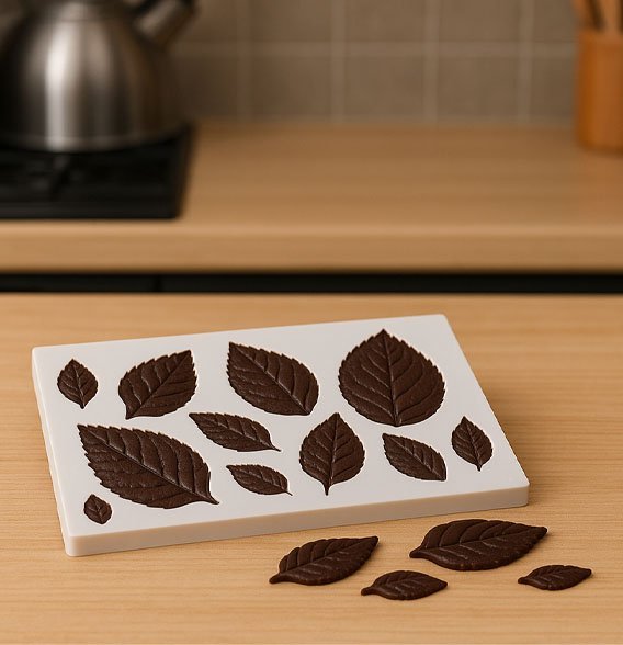 Moules en silicone​ feuilles en chocolat
