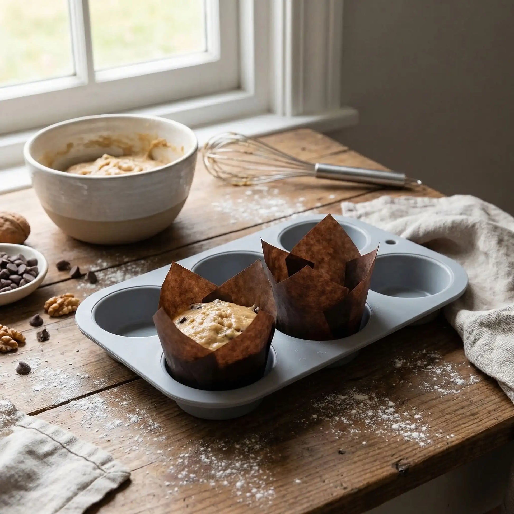 papier cuisson dans moule silicone pour muffin