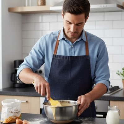 Spatule couleur jaune pate en préparation