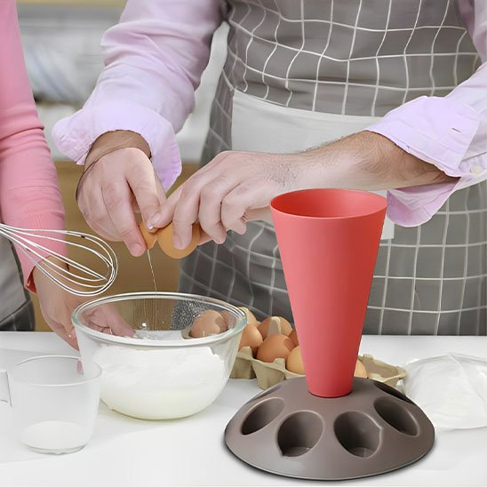 Support poche à douille saladier avec 2 oeufs casse