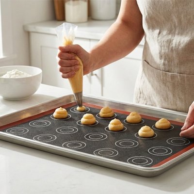 Tapis de cuisson sur plaque choux en préparation