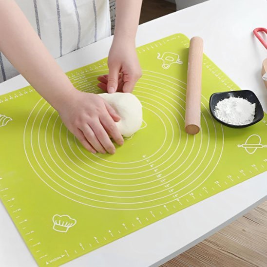 Tapis en silicone vert pate en boule crue